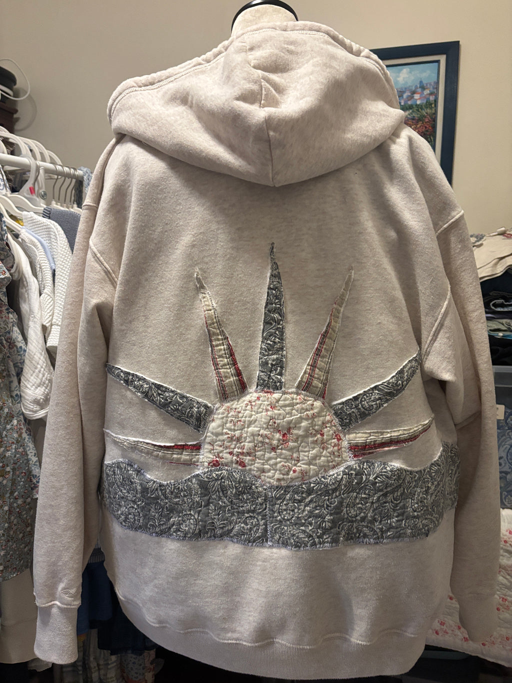 Upcycled coastal hoodie Size Medium